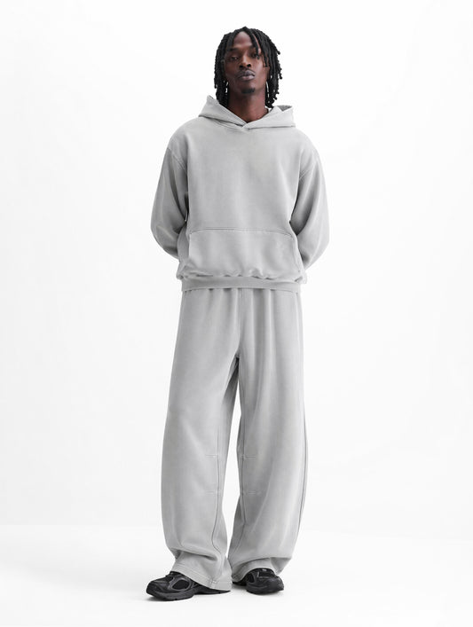 Casual Sweatpants Heavy Duty Pure Cotton Curved Cut Pants with a Slanting Opening and Blue Striped Washed Water Resistant