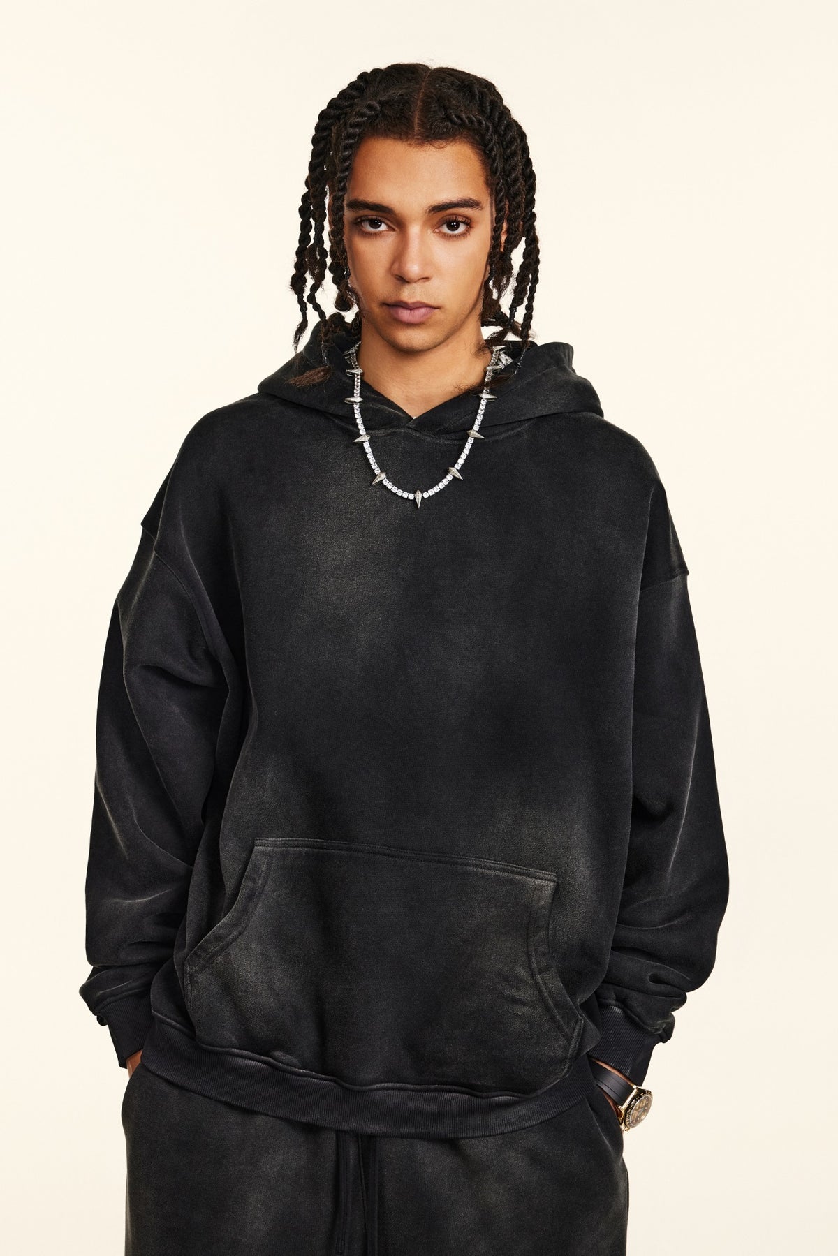 Gradient Color Printed Horse Chestnut Loose Hooded Fleece Pullover Vest Loose Fitting Casual Brand Pullover Hoodie Winter Style