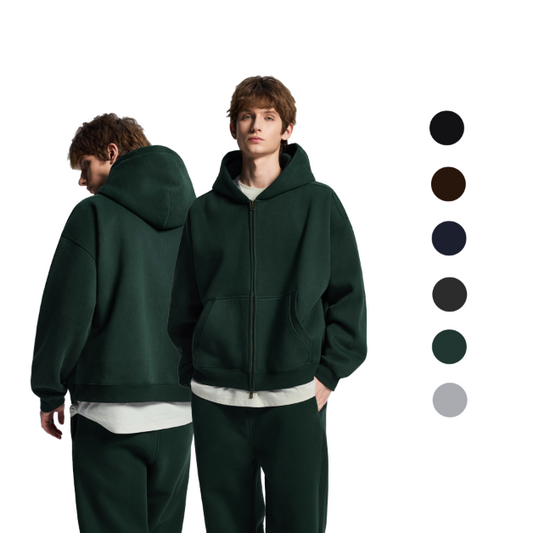 Boxy Fleece Men Hoodies High Quality Heavy Fashion Full  Zip Custom French Terry Hoodie