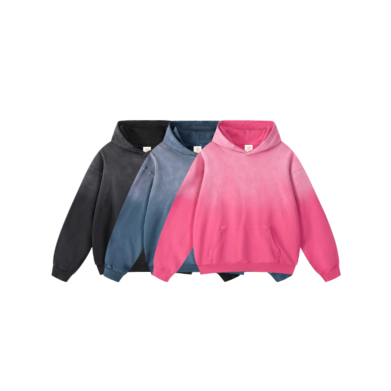 Wholesale Clothing Custom Puff Printing Essential  Unisex Heavy Weight Streetwear High Quality 100% Cotton Acid Wash Hoodies