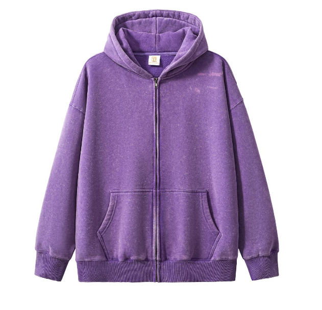 Custom Zip up Hoodies Blank Fleece High Quality Drop Shoulder Acid Wash Heavyweight Screen Printed Streetwear Fashion Hoodies