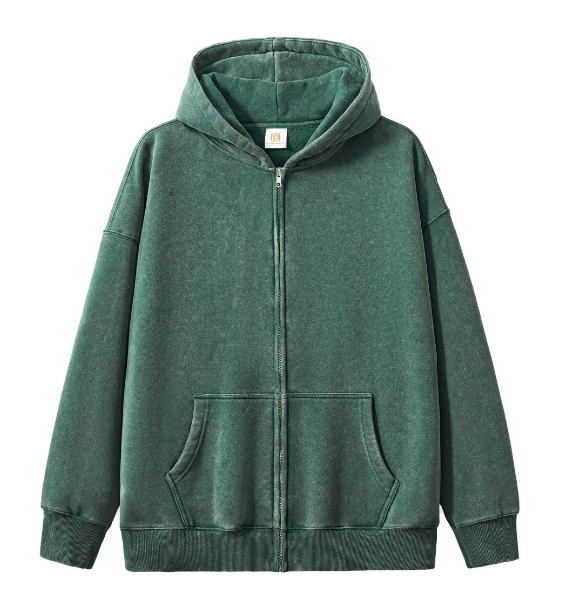 Men's Hoodies New Style Fashion Streetwear Full Zip up High Quality Acid Wash Sublimation Fleece Drop Shoulder Hoodies Wholesale
