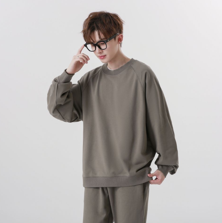 100% Cotton O-neck Pullover Terry Hoodies Wholesale High Quality Raglan Sleeve Blank Custom Embroidered Fashion Soft Sweatshirts
