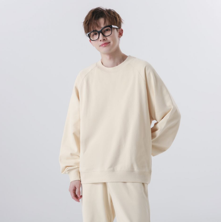 100% Cotton O-neck Pullover Terry Hoodies Wholesale High Quality Raglan Sleeve Blank Custom Embroidered Fashion Soft Sweatshirts