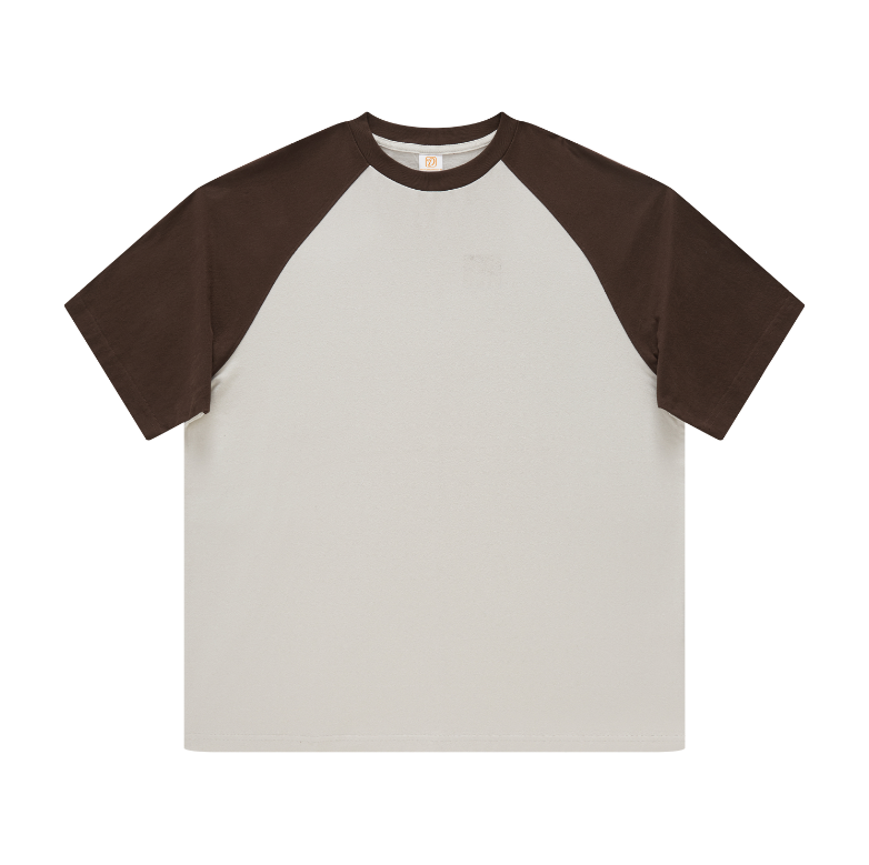 Custom Heavyweight Raglan Sleeve 100% Cotton Streetwear Color Clashing Matching Short Sleeve Blank Puff Print Oversized T-shirts