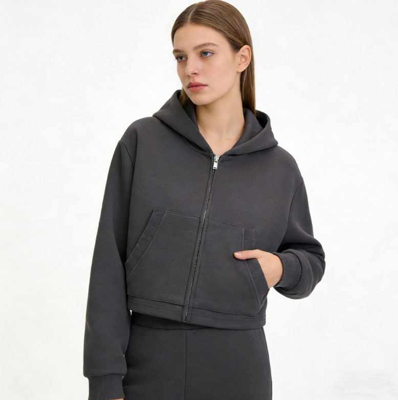Hot Selling Women Crop Hoodie 2026 New Design Streetwear High Quality Sublimation Screen Printed Drop Shoulder Fashion Hoodies