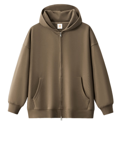 Zip up Heavyweight French Terry Streetwear Pure Color High Quality Blank Polyester and Cotton Hoodie for Men