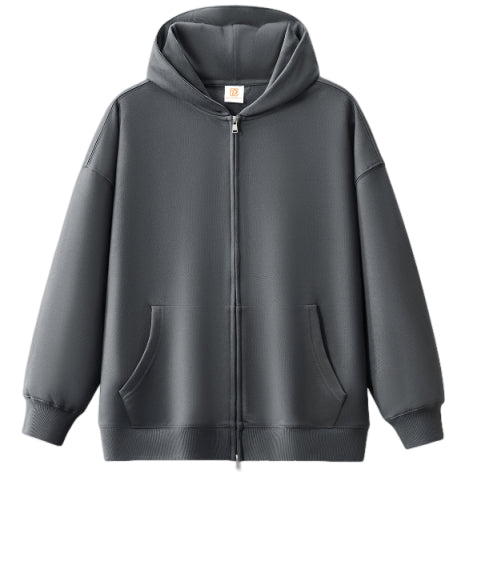 Zip up Heavyweight French Terry Streetwear Pure Color High Quality Blank Polyester and Cotton Hoodie for Men