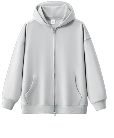 Custom 400g Zip up Hoodie Blank Heavyweight Terry Unisex High Quality Polyester/Cotton Casual Wireless Streetwear Hoodies