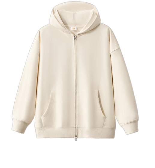 Custom 400g Zip up Hoodie Blank Heavyweight Terry Unisex High Quality Polyester/Cotton Casual Wireless Streetwear Hoodies