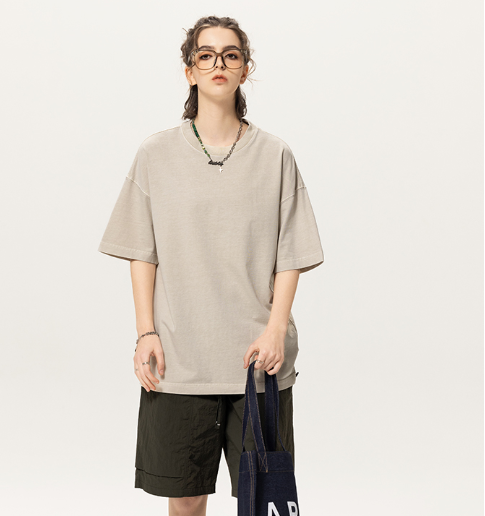 Custom Vintage Acid Wash t Shirt Blank Pure Color Streetwear Heavy Cotton Round Neck Short Sleeve Heavy Weight Man T-shirt