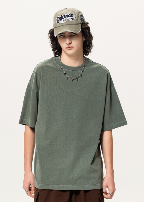 Custom Vintage Acid Wash t Shirt Blank Pure Color Streetwear Heavy Cotton Round Neck Short Sleeve Heavy Weight Man T-shirt