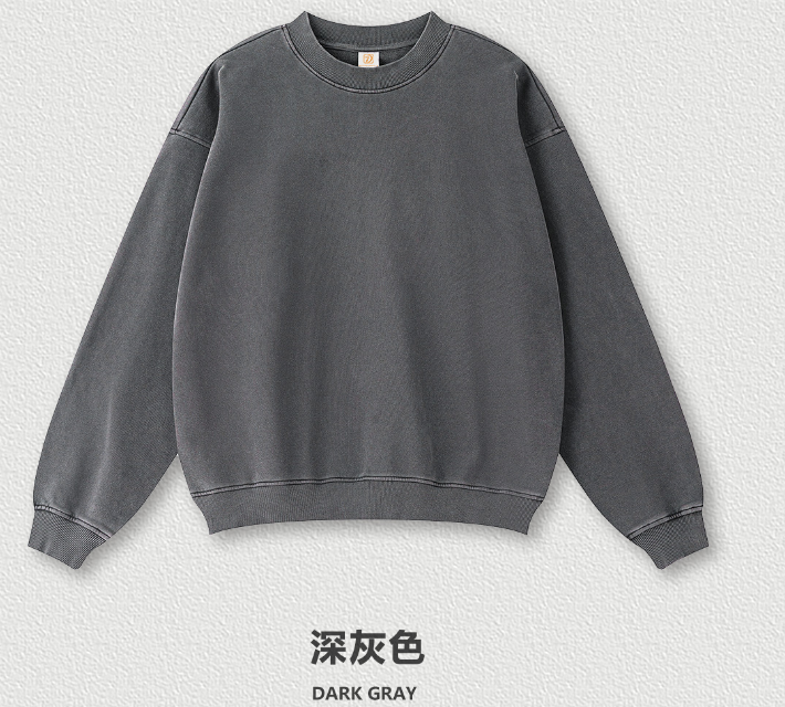 Streetwear Round Neck Custom French Terry Acid Wash Distressed Embroidery Heavyweight Heavy Cotton Vintage Fashion Hoodie