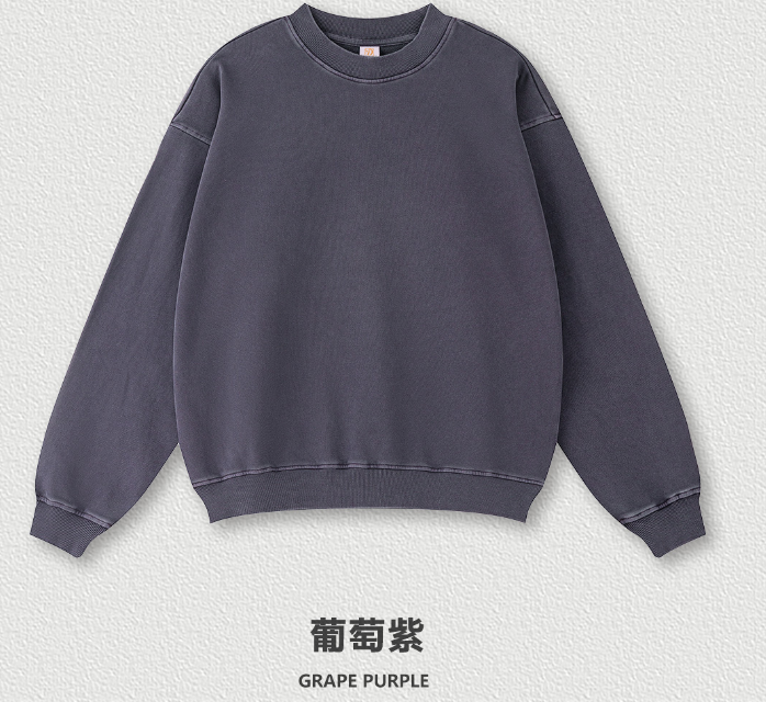 Streetwear Round Neck Custom French Terry Acid Wash Distressed Embroidery Heavyweight Heavy Cotton Vintage Fashion Hoodie