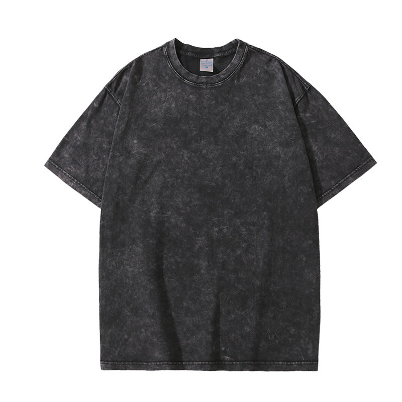 Tshirts Wholesale Customized logo 9 Color 301g Pure Cotton Washed and Distressed Heavyweight Short Sleeved T-shirt Unisex