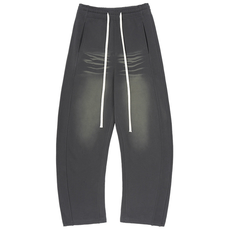 Free Sample Sweatpants Vintage Style Straight Leg Men's Loose Heavyweight Fleece Wide Leg Casual Sweatpants Personalized Design