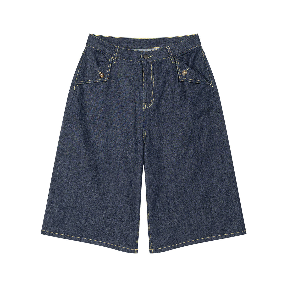 Customized Contrasting Color Bold Stripe Primary Color Denim Three Quarter Length Men's Street Retro Loose Style Casual Jeans