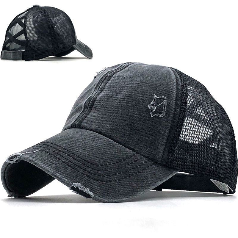 Hot Selling Caps Manufacturer Wholesale Unisex High Quality Acid Wash Blank Custom logo Hole-punched Cross-topped Cowboy Caps