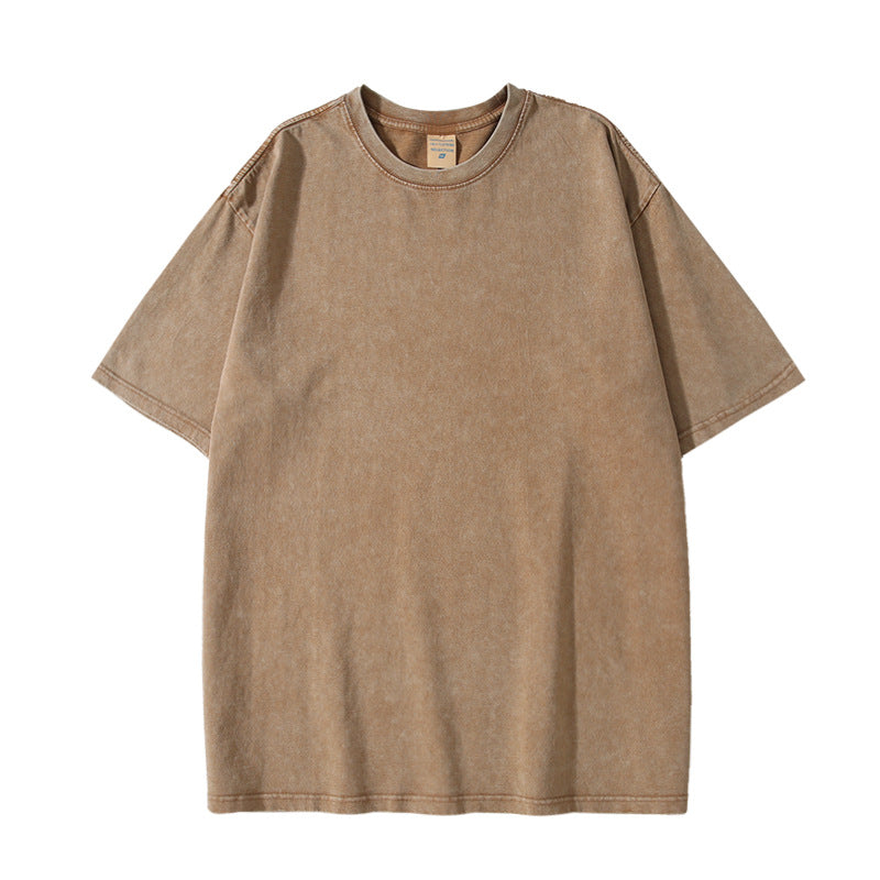 Tshirts Wholesale Customized logo 9 Color 301g Pure Cotton Washed and Distressed Heavyweight Short Sleeved T-shirt Unisex