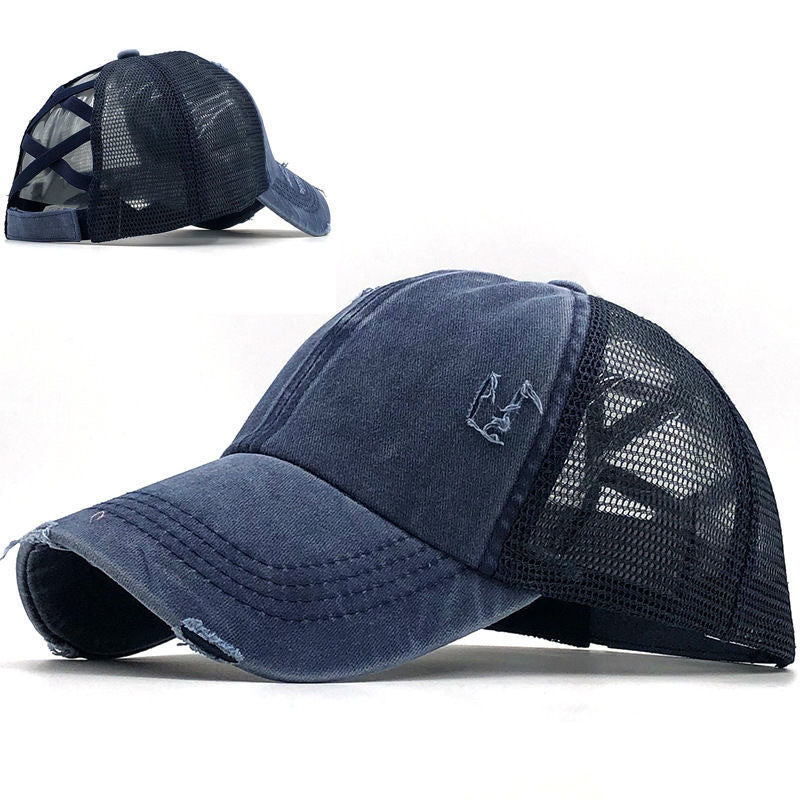 Hot Selling Caps Manufacturer Wholesale Unisex High Quality Acid Wash Blank Custom logo Hole-punched Cross-topped Cowboy Caps