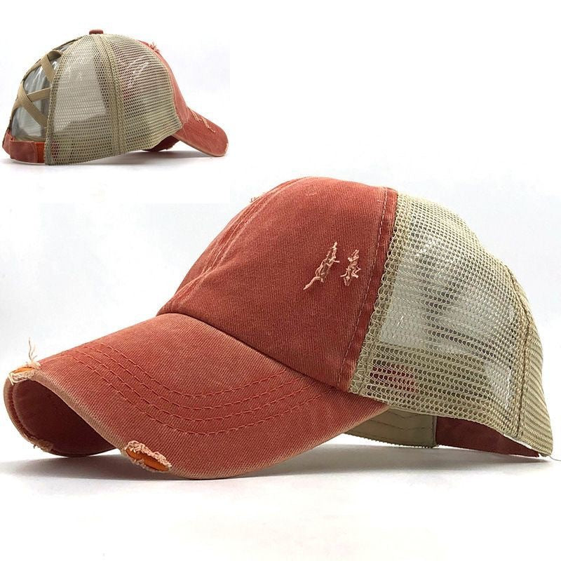 Hot Selling Caps Manufacturer Wholesale Unisex High Quality Acid Wash Blank Custom logo Hole-punched Cross-topped Cowboy Caps