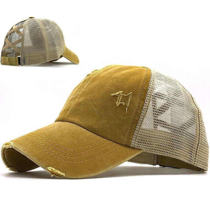 Hot Selling Caps Manufacturer Wholesale Unisex High Quality Acid Wash Blank Custom logo Hole-punched Cross-topped Cowboy Caps