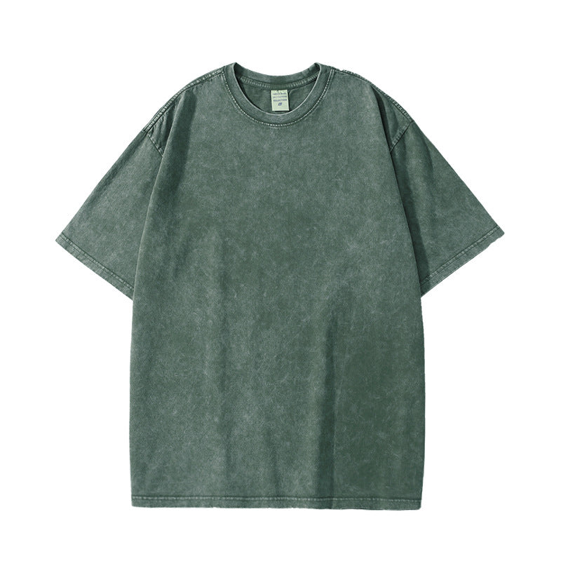 Tshirts Wholesale Customized logo 9 Color 301g Pure Cotton Washed and Distressed Heavyweight Short Sleeved T-shirt Unisex