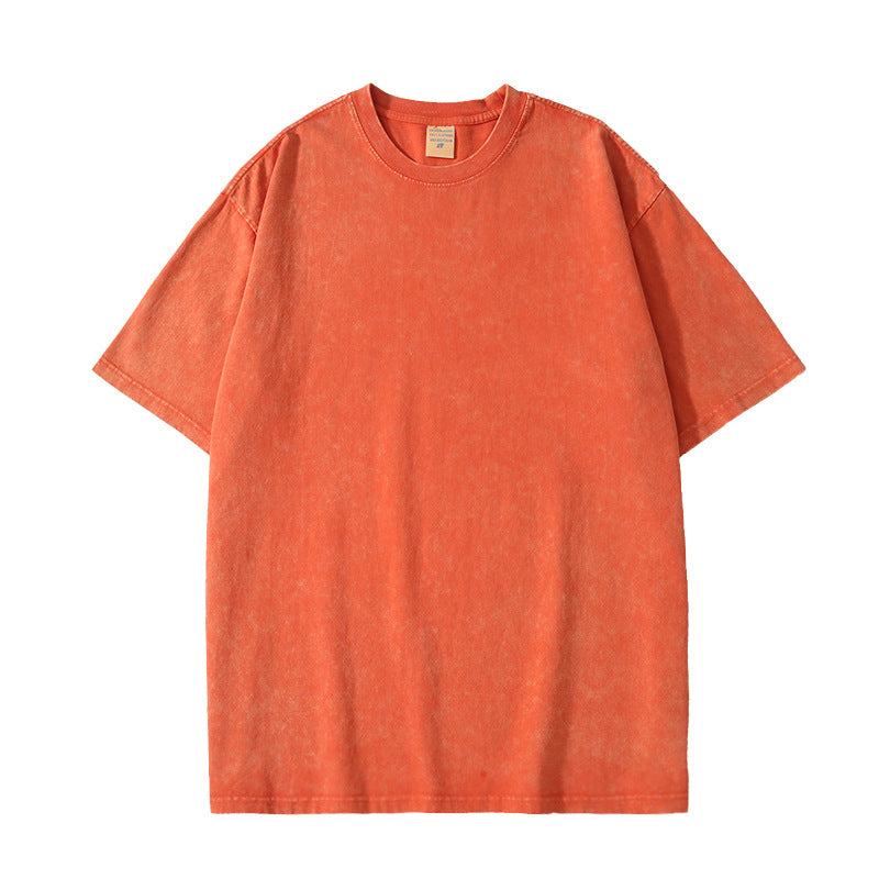 9 Color Pure Cotton Washed and Distressed Heavyweight Short Sleeved T-shirt Plain Tshirts for Printing Unisex High Quality