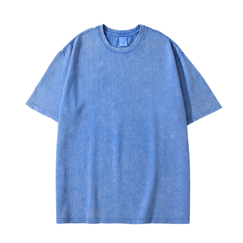Tshirts Wholesale Customized logo 9 Color 301g Pure Cotton Washed and Distressed Heavyweight Short Sleeved T-shirt Unisex