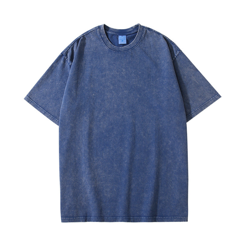 Tshirts Wholesale Customized logo 9 Color 301g Pure Cotton Washed and Distressed Heavyweight Short Sleeved T-shirt Unisex