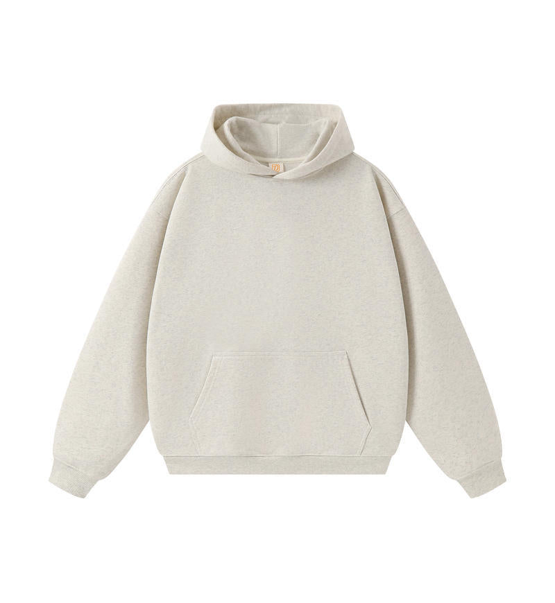 Wholesale Custom Terry Hoodies Streetwear Drop Shoulder Puff Print Heavyweight Fashion Pure Color Men's Hoodies & Sweatshirts