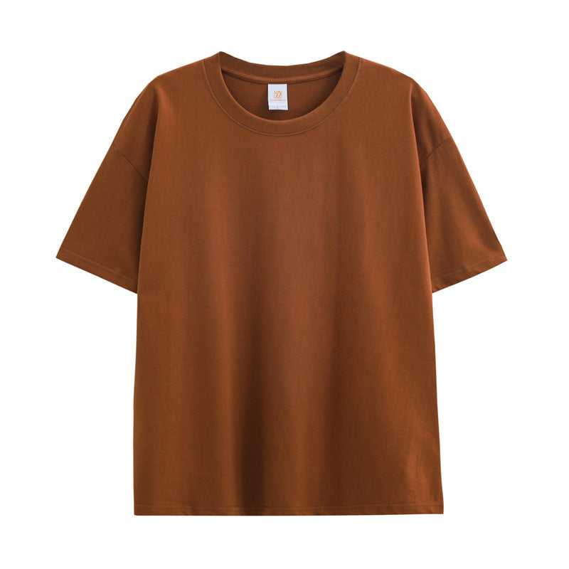 Customized t Shirts Tee Summer Short Sleeve Blank Multi Color Loose 100% Cotton Drop Shoulder Round Neck Unisex Plain t Shirt