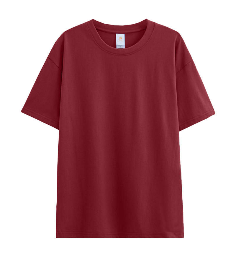 230g Drop Shoulder Pure Cotton Pure White Short Sleeved T Shirt for Unisex Trendy Brand Loose Round Neck Short Sleeved Design
