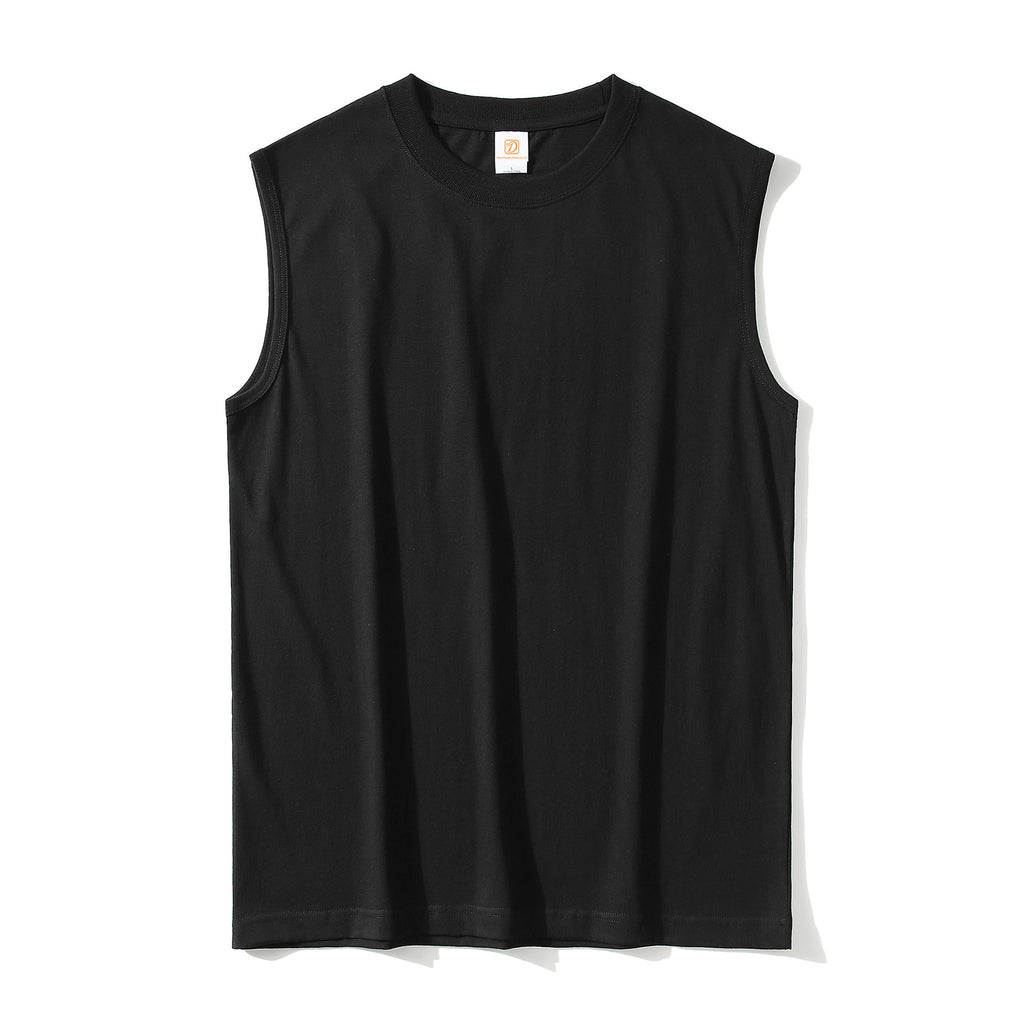 Wholesale Sleeveless 100% Cotton Blank Plain Oversized Black High Quality Streetwear Embroidery Sublimation Design Man T-shirt