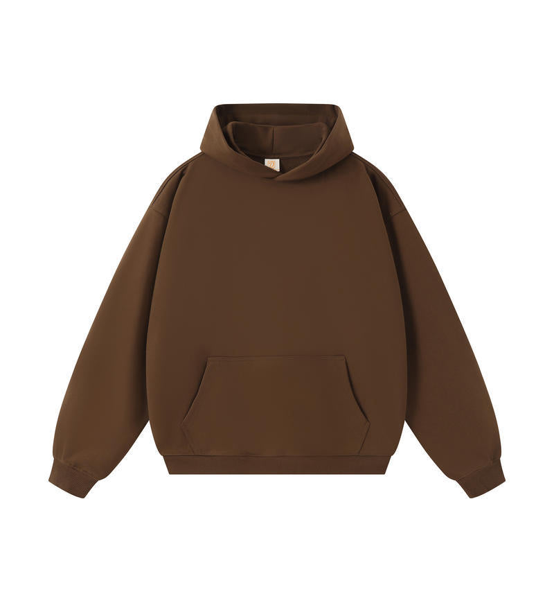 Wholesale Custom Terry Hoodies Streetwear Drop Shoulder Puff Print Heavyweight Fashion Pure Color Men's Hoodies & Sweatshirts