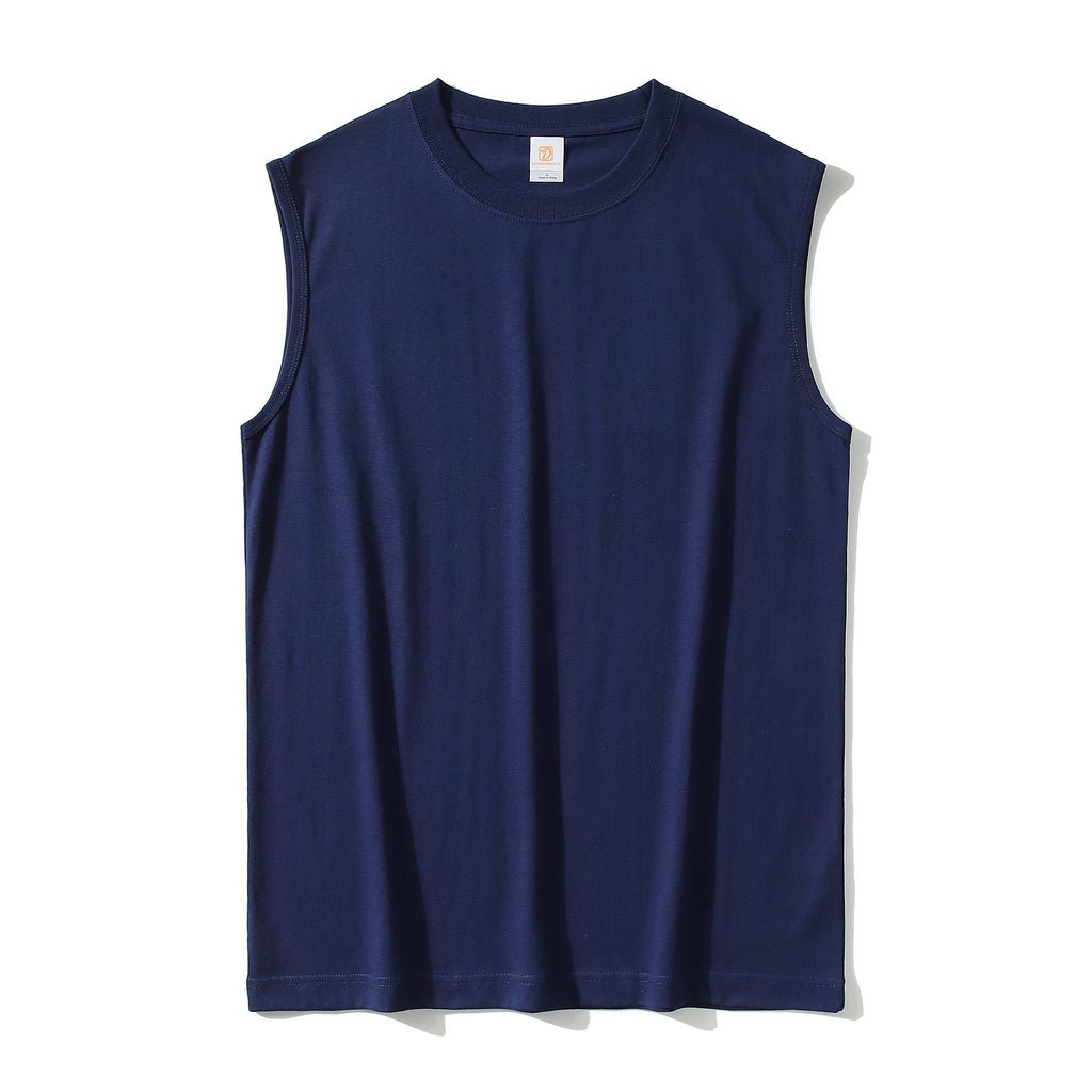 Hot Selling Men's T-shirts Sublimation 220G Heavy Cotton Sleeveless Pure Color Heavyweight Design t Shirt for Men High Quality