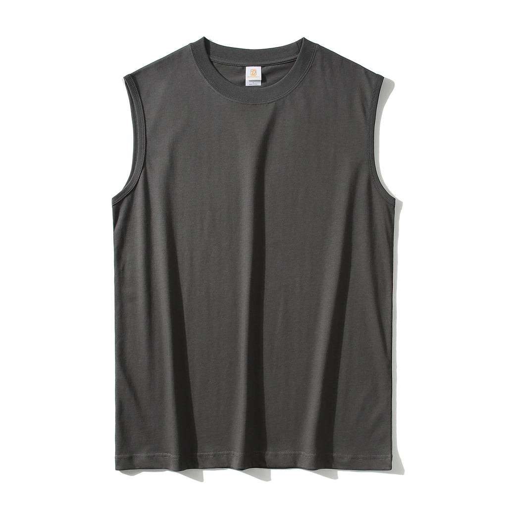 Sleeveless Black T-shirt for Men 2026 New Style Fashionable Custom Summer 220g Heavy Cotton Plain t Shirt for Men High Quality