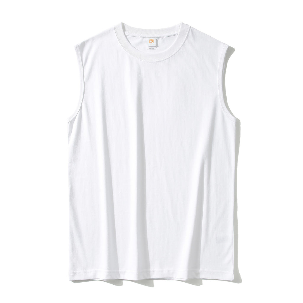 Hot Selling Men's T-shirts Sublimation 220G Heavy Cotton Sleeveless Pure Color Heavyweight Design t Shirt for Men High Quality
