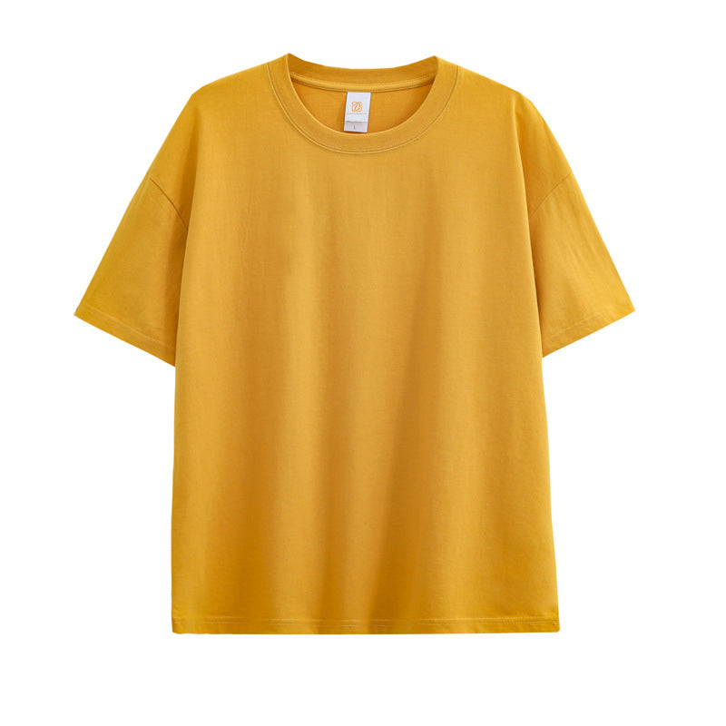 Customized t Shirts Tee Summer Short Sleeve Blank Multi Color Loose 100% Cotton Drop Shoulder Round Neck Unisex Plain t Shirt