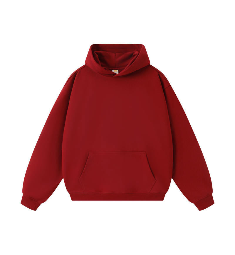 Wholesale Custom Terry Hoodies Streetwear Drop Shoulder Puff Print Heavyweight Fashion Pure Color Men's Hoodies & Sweatshirts
