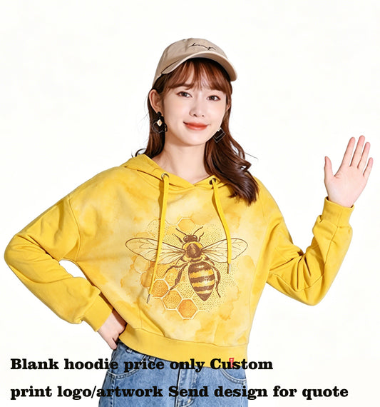 hoodies Customized logo 8 Color Women's Short Sleeved Fleece Pullover Plain hoodies for Printing hoodies Wholesale Vintage Design