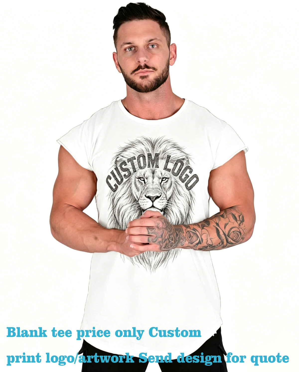 Hip Hop T-shirt Five Color Blank Curved Hem Round Neck T-shirt Printing Custom Streetwear Custom Print Tshirt High Quality