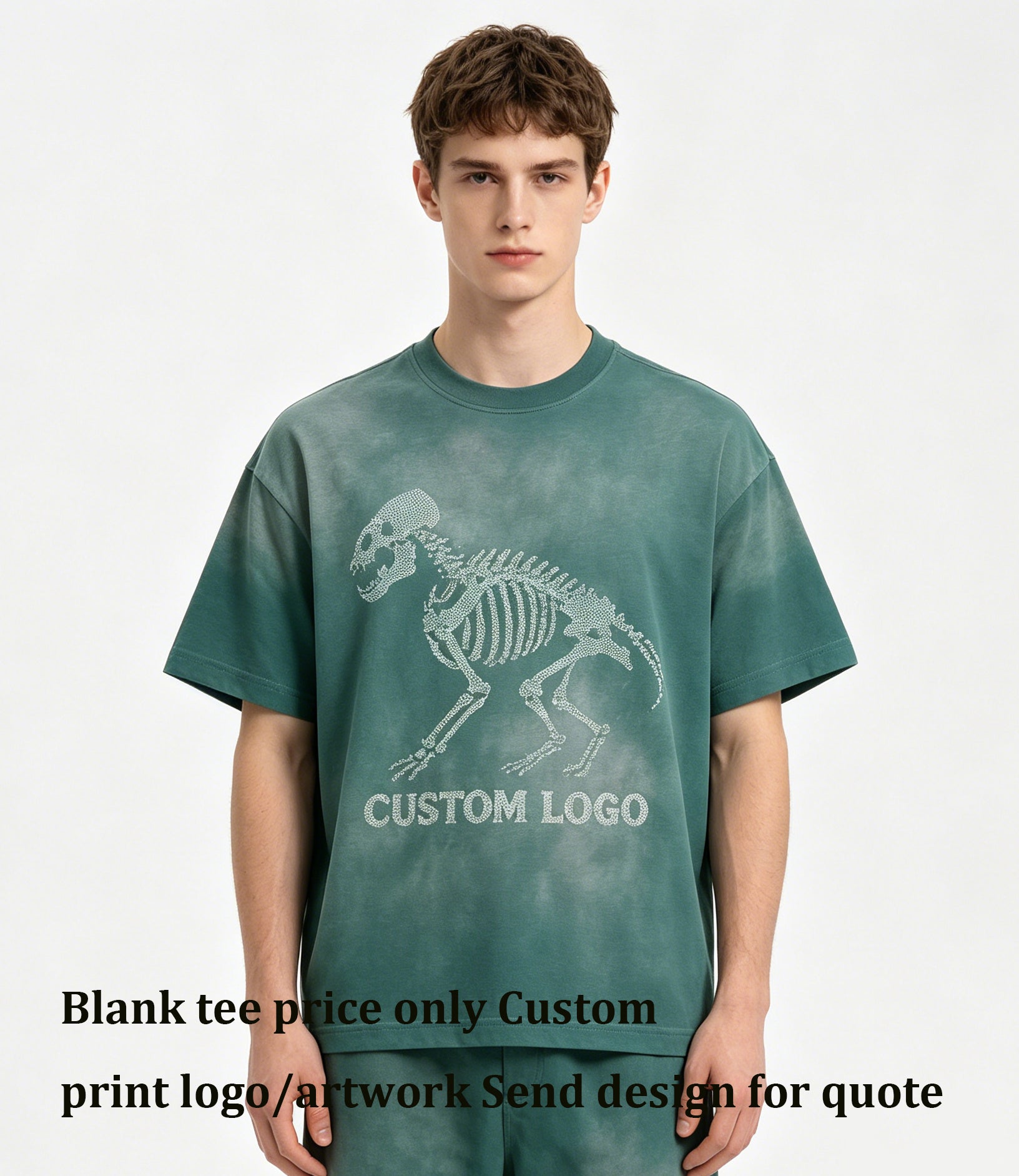 Customized Blanks Tshirts Heavy Duty Dyeing to Create Aged Look Loose Shoulder Short Sleeve and Washed Water Resistant Fabric