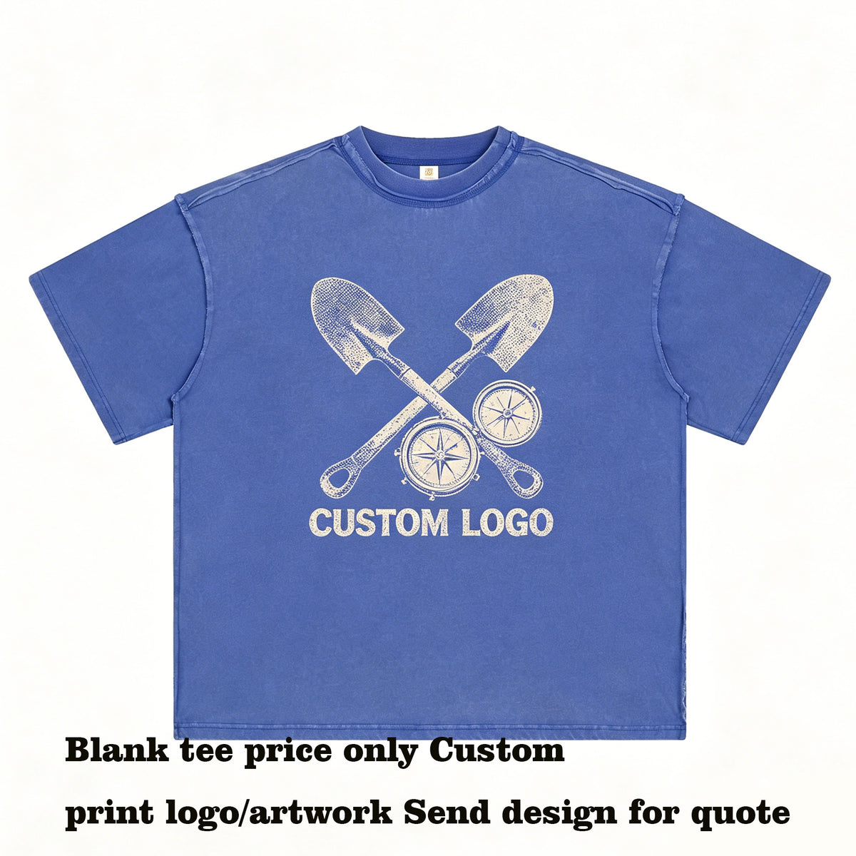 Personalized T-shirt Design Heavy Duty Washing Distressed Hem Loose Shoulder Short Sleeve t Shirt Printing Custom High Quality