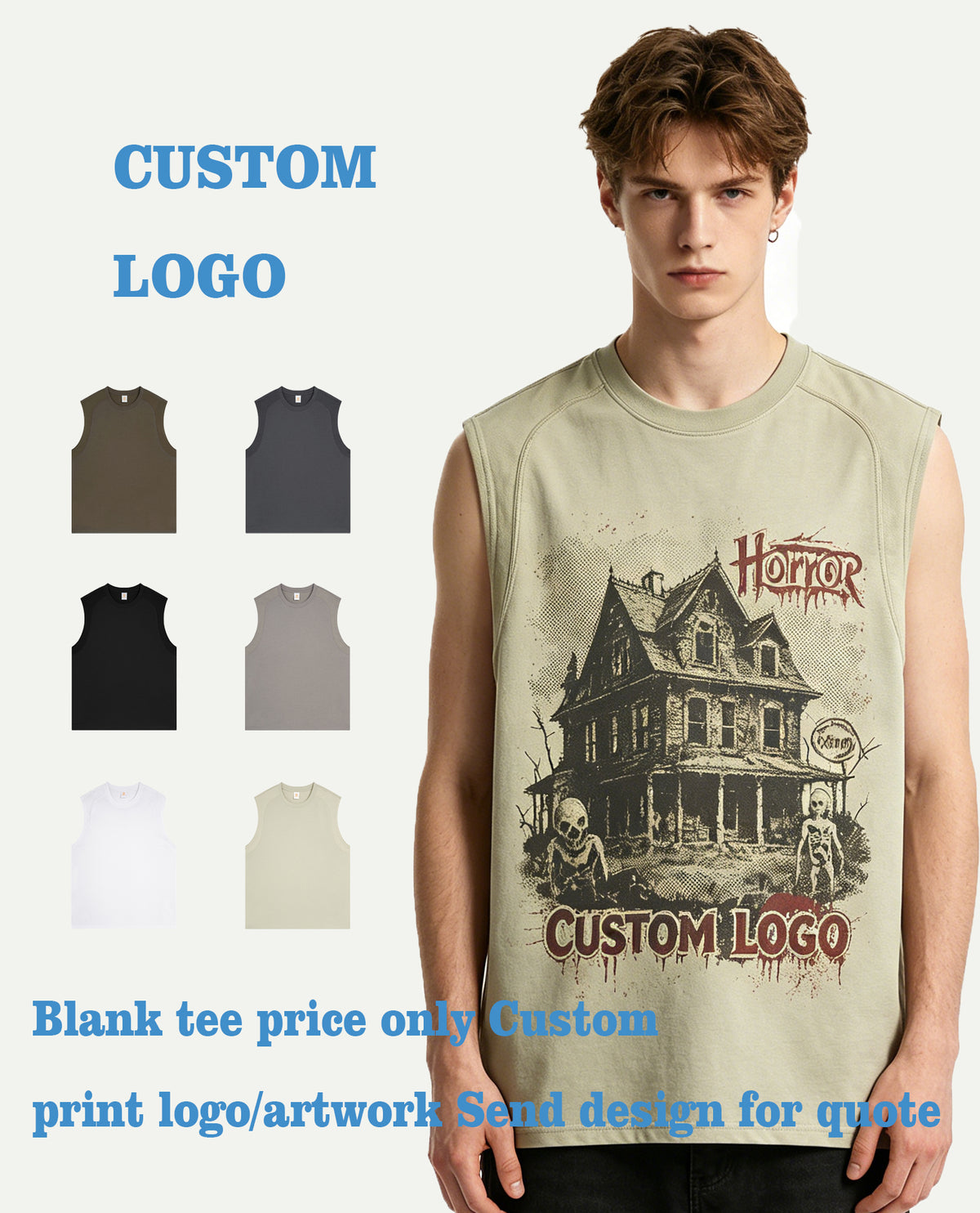 Tshirt Manufacturer Wholesale Custom Basic Loose Sleeveless Oversized Moisture Wicking 100% Cotton Sport Style Pullover Vest
