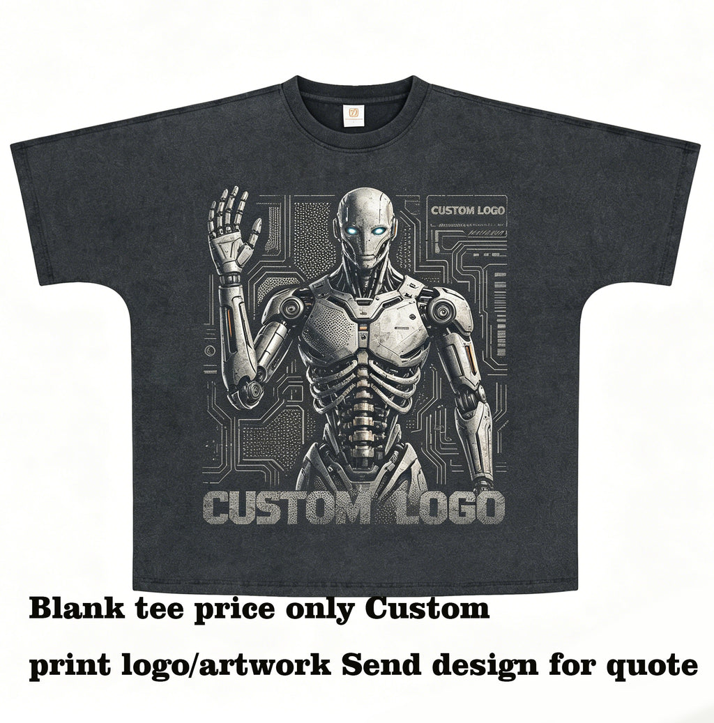 Customized t Shirts Basic Loose Short Sleeved Oversized t Shirt with Seamless Shoulders and Distressed Washed Vintage Style