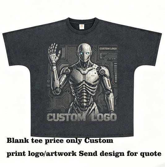 Customized t Shirts Basic Loose Short Sleeved Oversized t Shirt with Seamless Shoulders and Distressed Washed Vintage Style