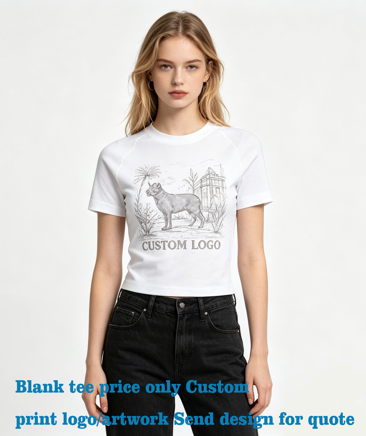 Cropped t Shirts Hot Girl with a Low Cut Short Sleeved Shirt High Quality t Shirt American Style Design t Shirt Printing Custom