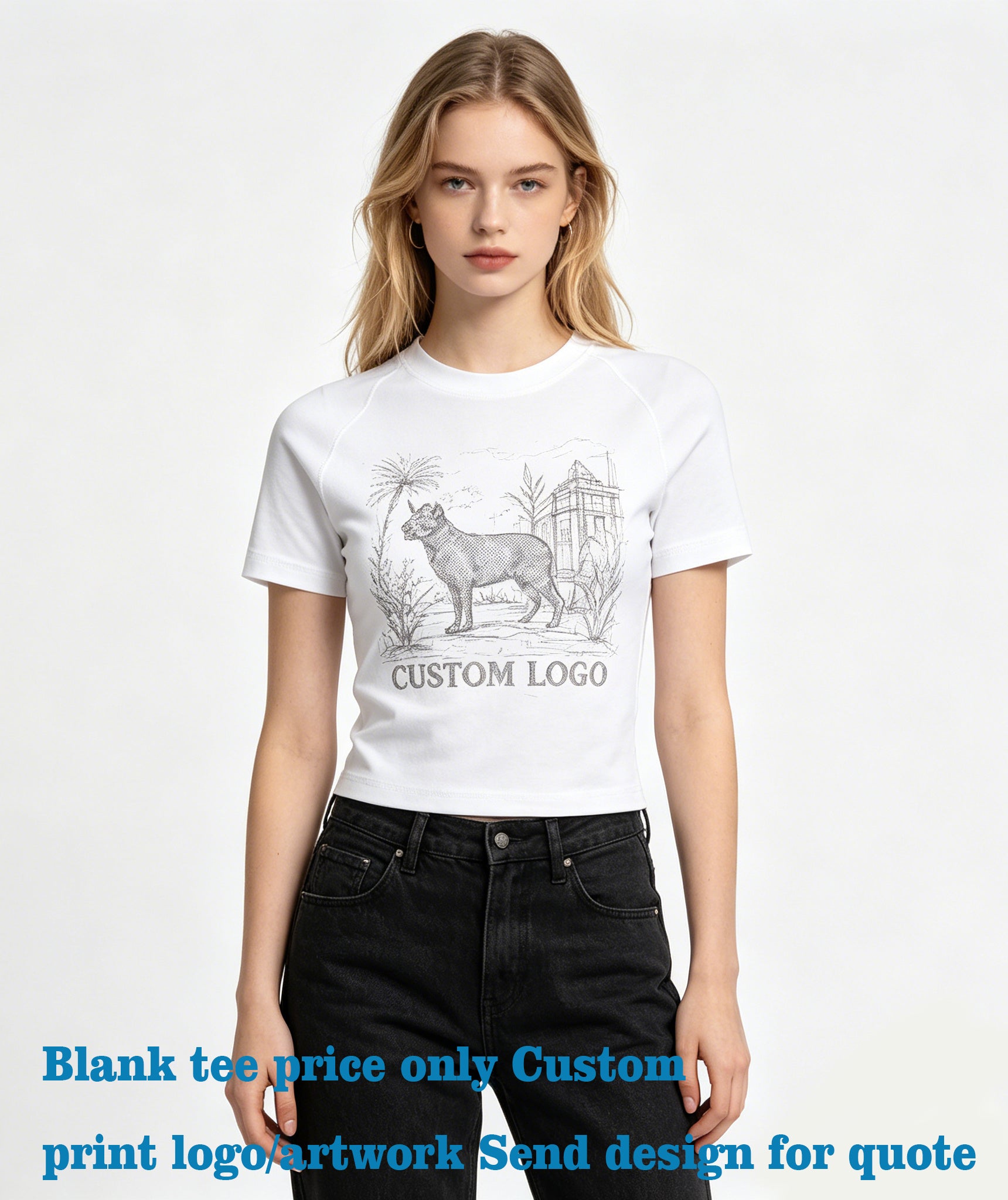 Cropped t Shirts Hot Girl with a Low Cut Short Sleeved Shirt High Quality t Shirt American Style Design t Shirt Printing Custom