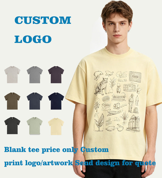 You Can Customize Your Favorite Pattern Solid Color Heavyweight Oversized Short Sleeved Shirt Plain Blank Tshirts for Printing